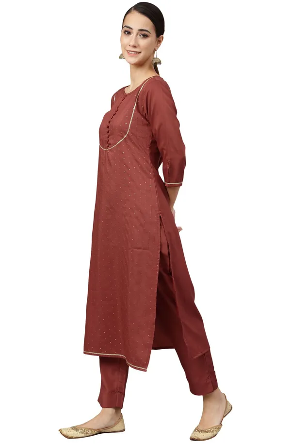 Womens_Rust_Poly_Silk_Sequined_Kurta_with_Pant