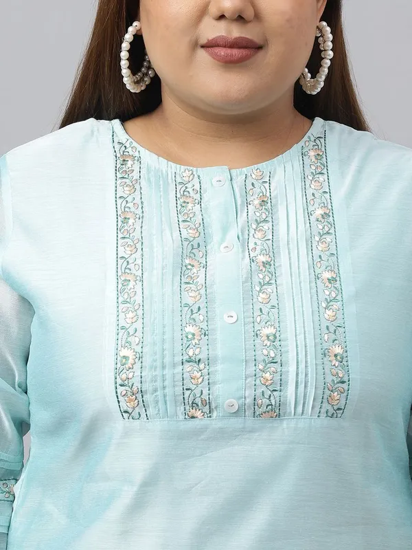 Womens_Sea_Green_Chanderi_Silk_Yoke_Embroidery_Kurta_with_Pant_and_Dupatta