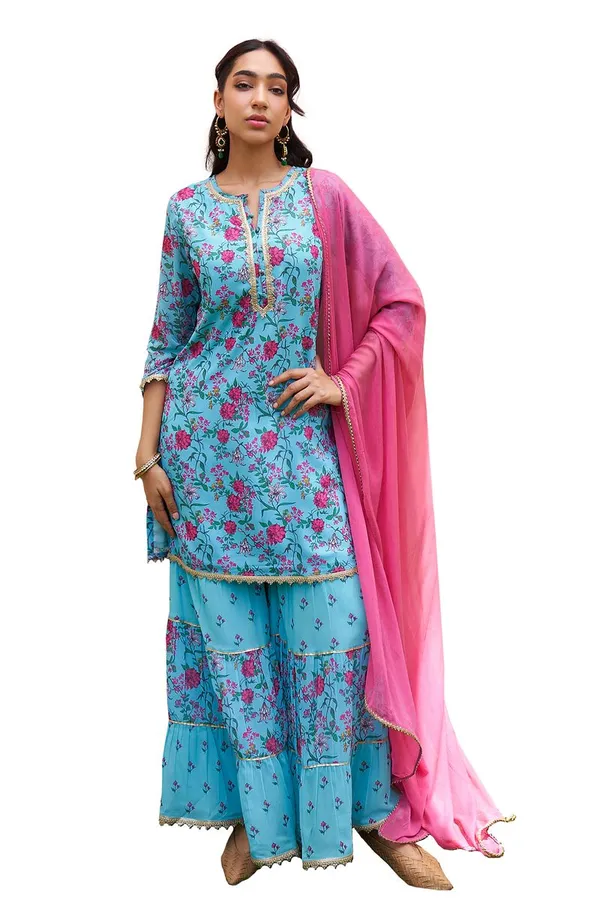 Womens_Sky_Blue_Georgette_Digital_Floral_Printed_Short_Kurta_with_Sharara_and_Dupatta
