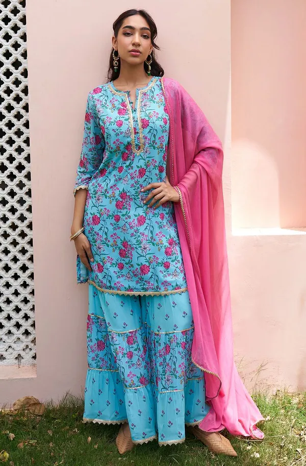 Womens_Sky_Blue_Georgette_Digital_Floral_Printed_Short_Kurta_with_Sharara_and_Dupatta