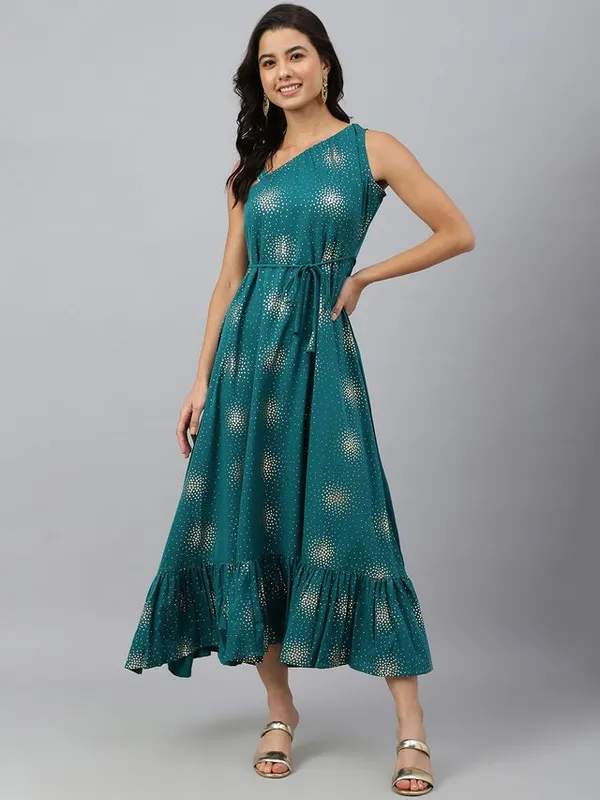 Womens_Teal_Green_Poly_Crepe_Printed_Flared_Kurta
