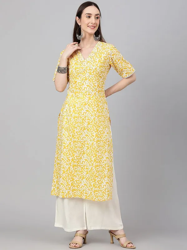 Womens_Yellow_Cambric_Cotton_Printed_Straight_Kurta
