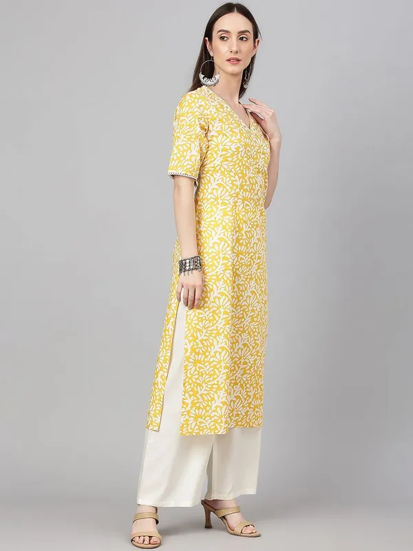 Womens_Yellow_Cambric_Cotton_Printed_Straight_Kurta