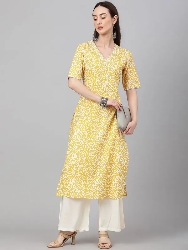 Womens_Yellow_Cambric_Cotton_Printed_Straight_Kurta