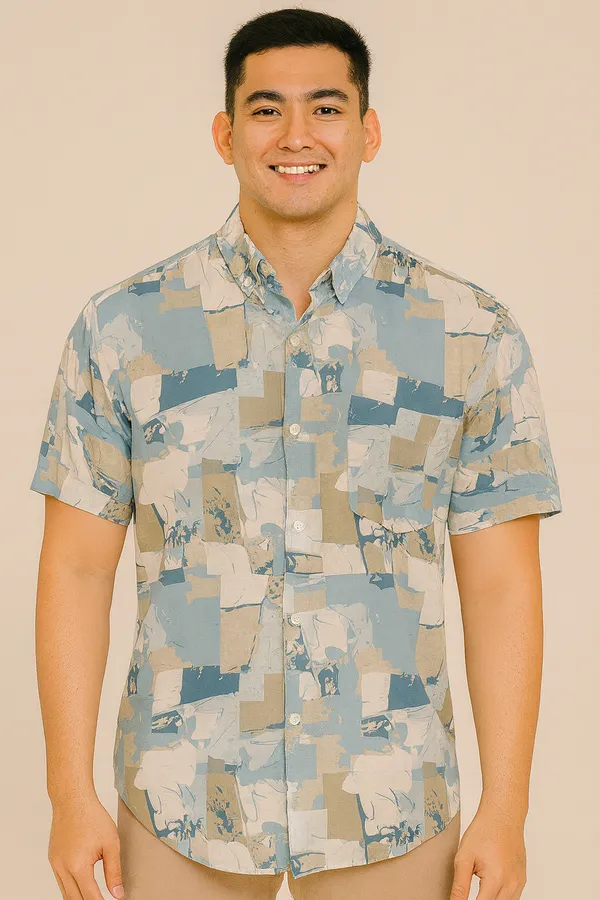 MENS_BLUE_COLOUR_RAYON_HALF_SLEVEES_SHIRT