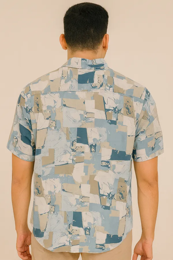 MENS_BLUE_COLOUR_RAYON_HALF_SLEVEES_SHIRT