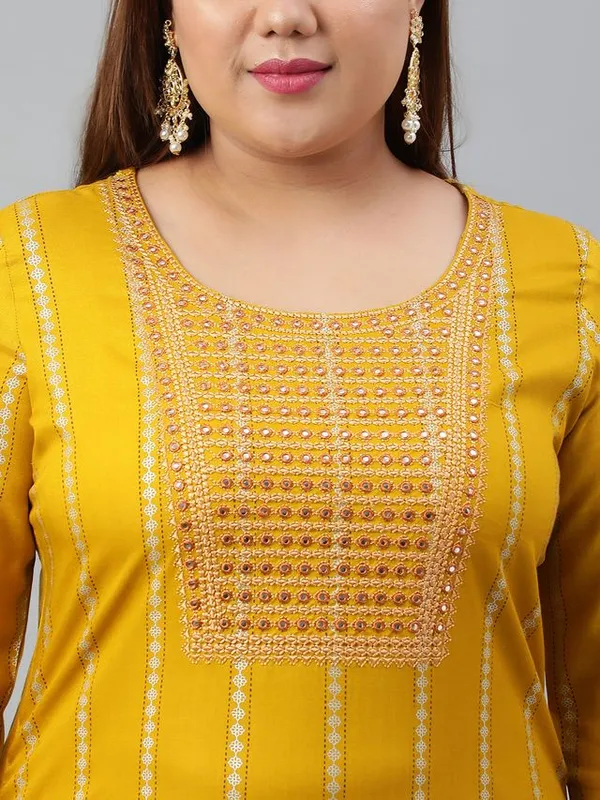 XL_LOVE_Plus_Size_Mustard_Rayon_Kurta_With_Pant_and_Dupatta