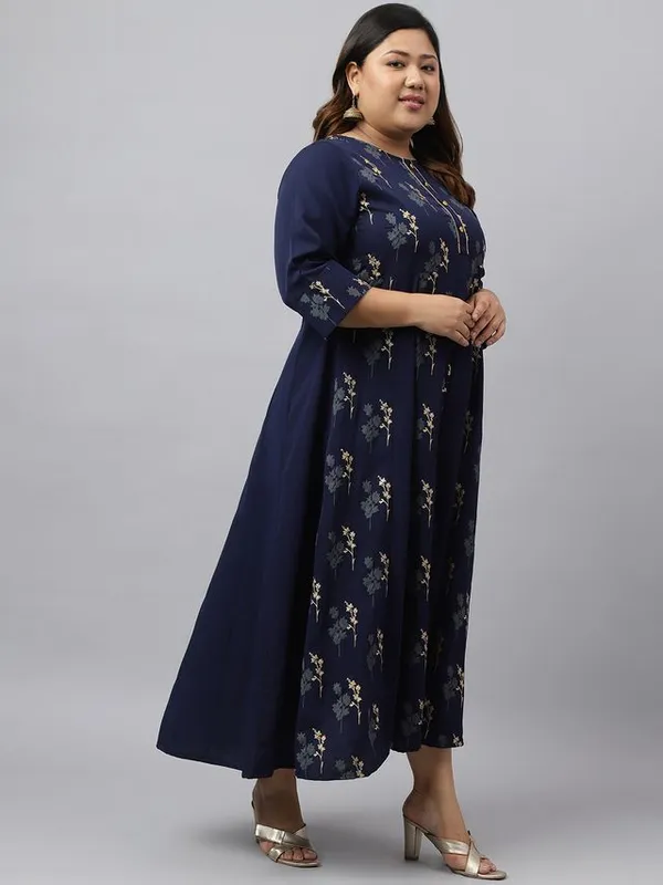 XL_LOVE-_Womens_Navy_Blue_Poly_Crepe_Floral_Print_Kurta_with_Dupatta