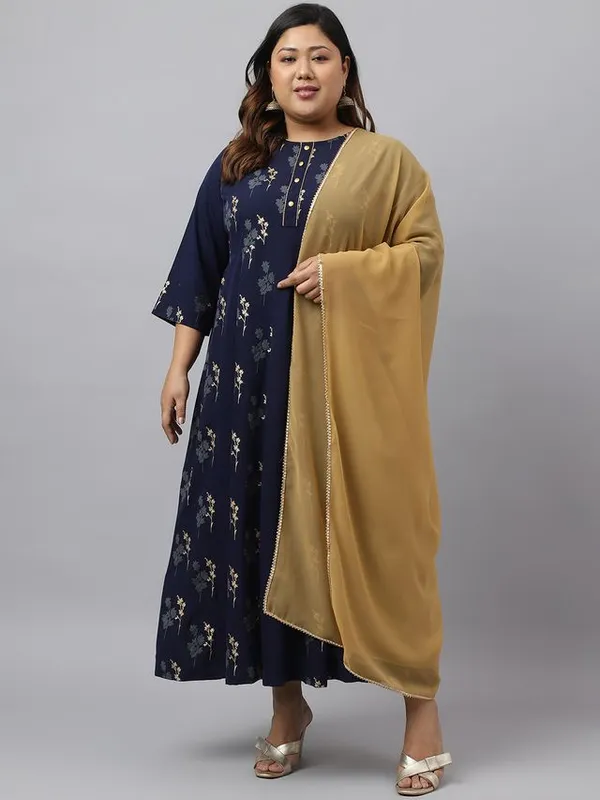 XL_LOVE-_Womens_Navy_Blue_Poly_Crepe_Floral_Print_Kurta_with_Dupatta
