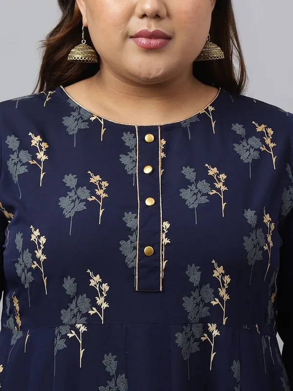 XL_LOVE-_Womens_Navy_Blue_Poly_Crepe_Floral_Print_Kurta_with_Dupatta