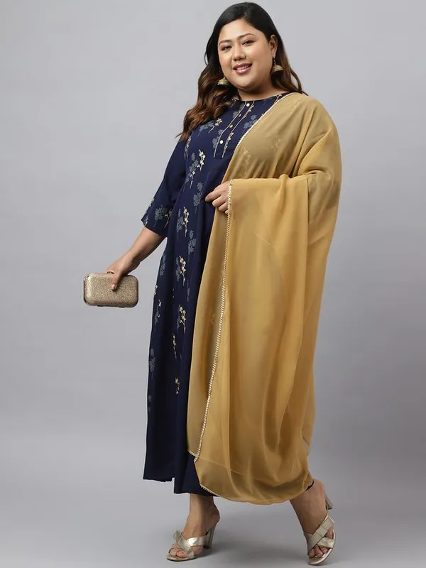 XL_LOVE-_Womens_Navy_Blue_Poly_Crepe_Floral_Print_Kurta_with_Dupatta
