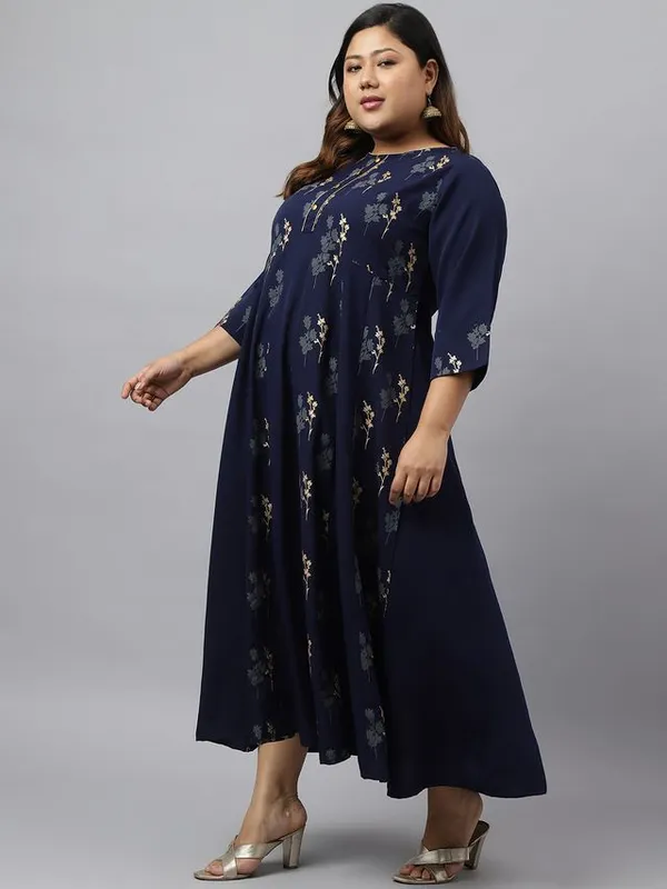 XL_LOVE-_Womens_Navy_Blue_Poly_Crepe_Floral_Print_Kurta_with_Dupatta