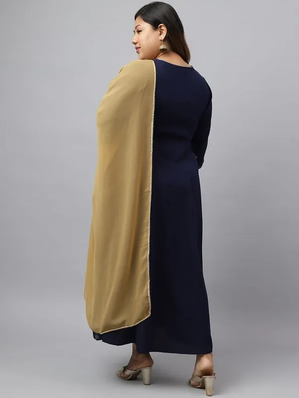 XL_LOVE-_Womens_Navy_Blue_Poly_Crepe_Floral_Print_Kurta_with_Dupatta
