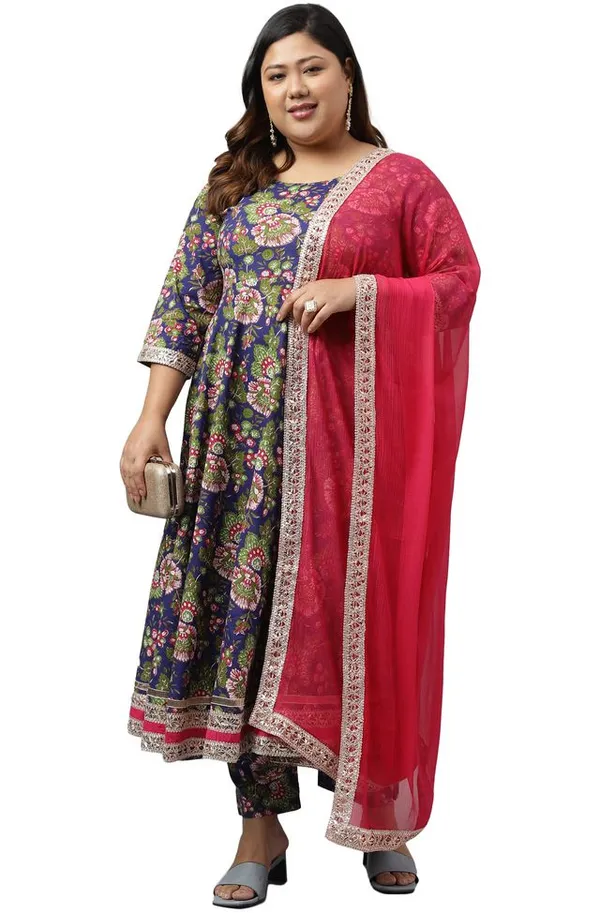 Royal_Floral_Anarkali_Kurta_Set_–_Navy_&_Pink