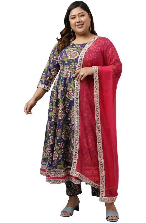 Royal_Floral_Anarkali_Kurta_Set_–_Navy_&_Pink
