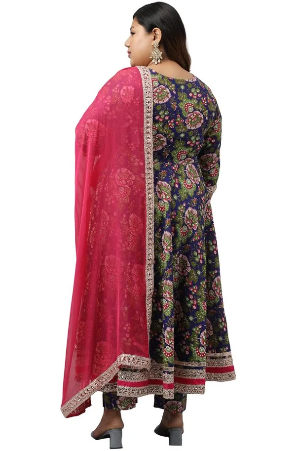 Royal_Floral_Anarkali_Kurta_Set_–_Navy_&_Pink