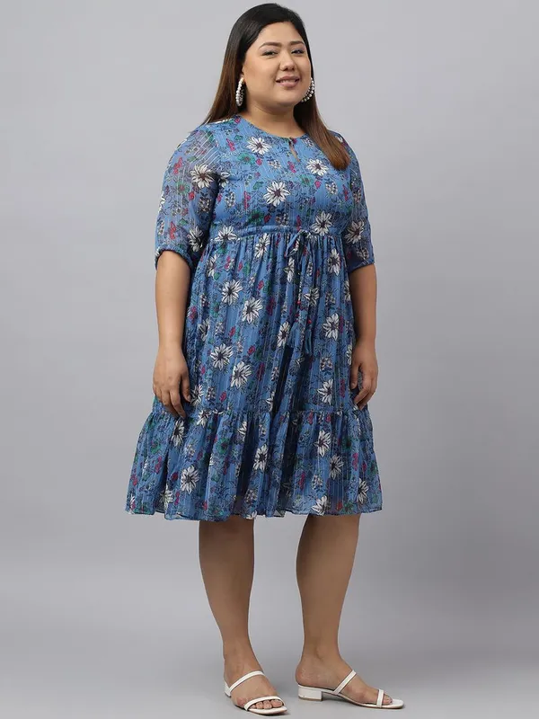 XL_LOVE_-_Womens_Blue_Poly_Georgette_Floral_Printed_Flared_Dress