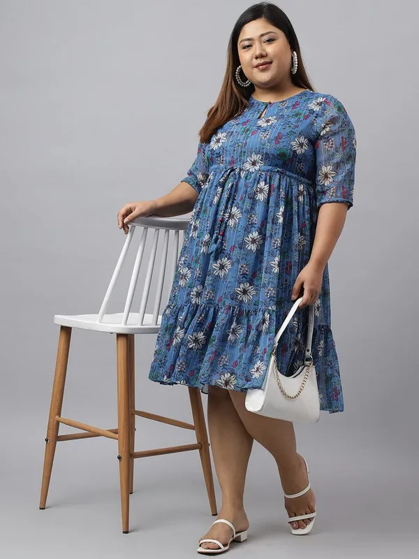 XL_LOVE_-_Womens_Blue_Poly_Georgette_Floral_Printed_Flared_Dress