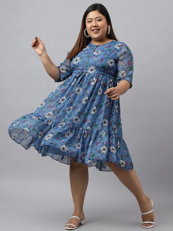XL_LOVE_-_Womens_Blue_Poly_Georgette_Floral_Printed_Flared_Dress