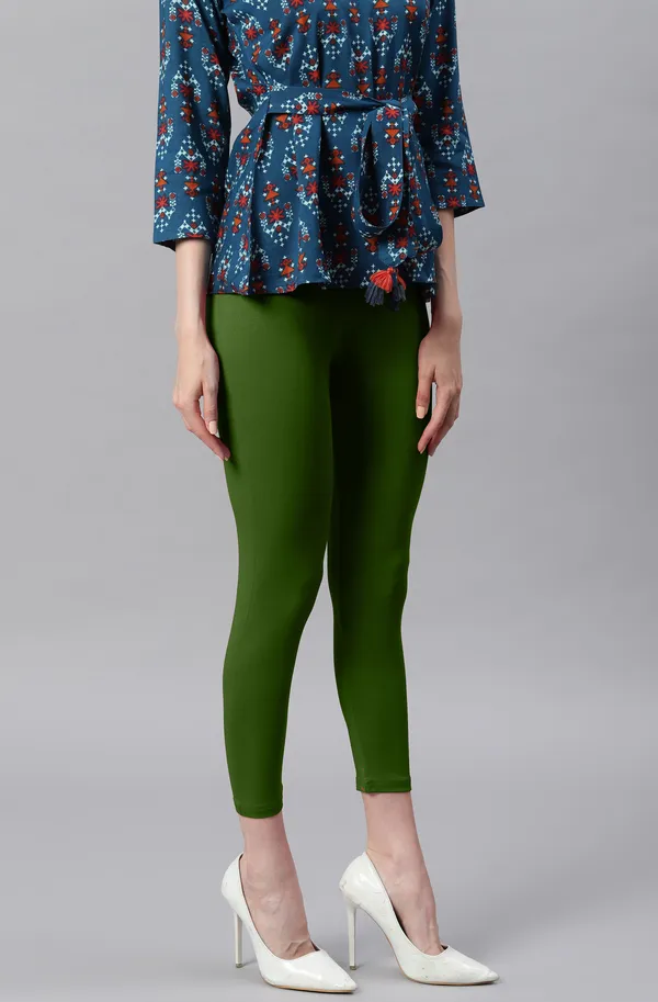 Green_and_Orange_Rayon_Blend_Leggings_With_Elasticated_Waist_For_Women_Combo_Set_(Pack_Of_2)