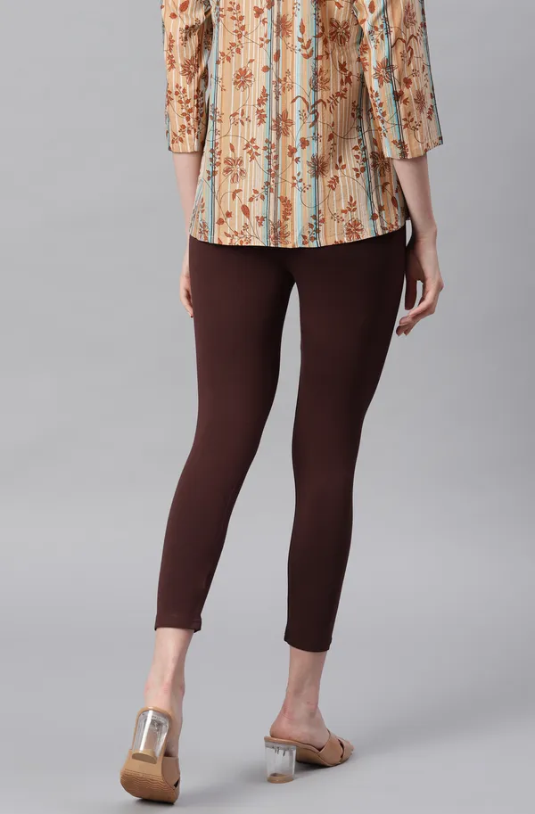 Brown_Rayon_Blend_Leggings_With_Elasticated_Waist_For_Women