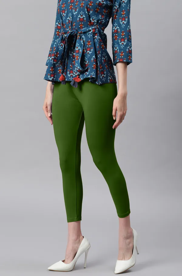 Green_Rayon_Blend_Leggings_With_Elasticated_Waist_For_Women