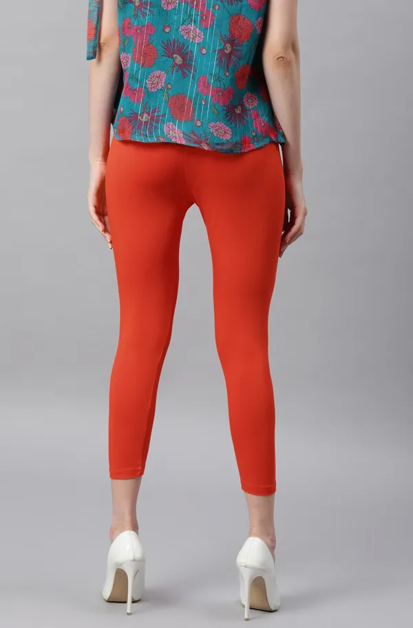 Black_and_Orange_Rayon_Blend_Leggings_With_Elasticated_Waist_For_Women_Combo_Set_(Pack_Of_2)