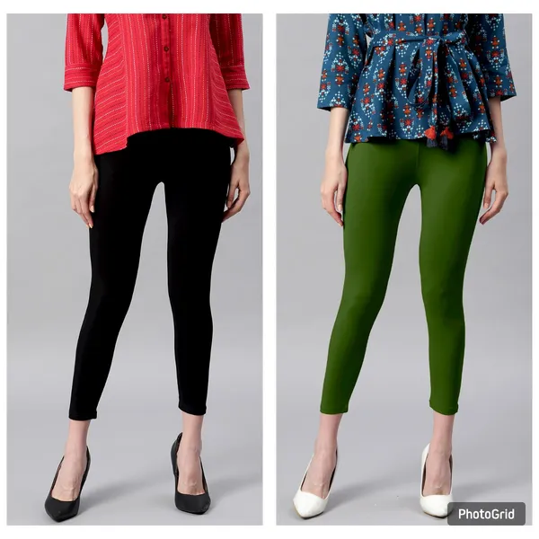 Multicolor_Rayon_Blend_Leggings_With_Elasticated_Waist_For_Women_Combo_Set_(Pack_Of_2)