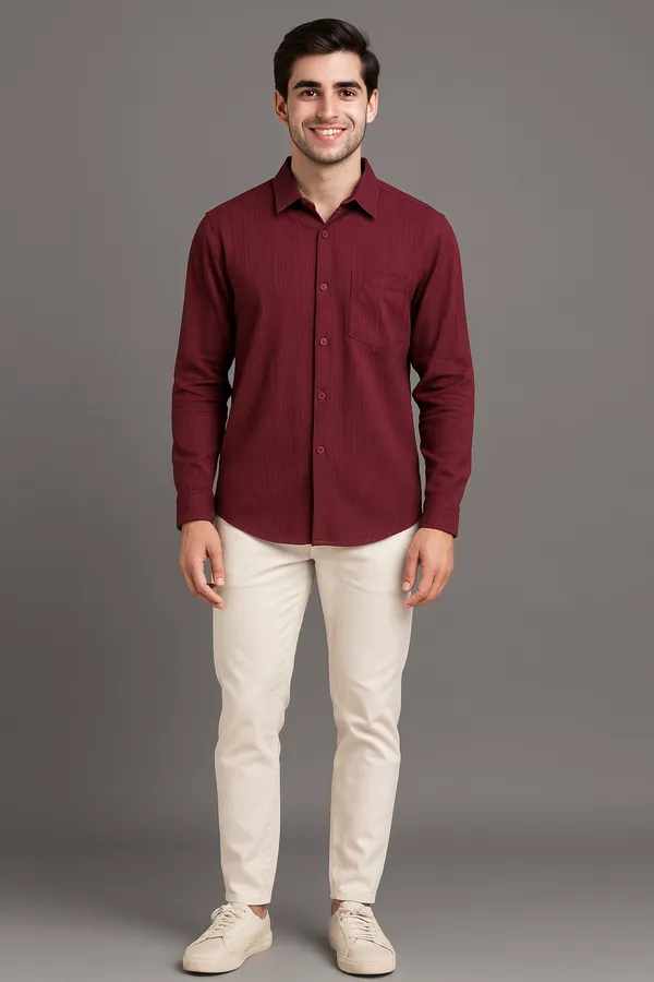 MENS_MAROON_COLOUR_POPCORN_DESIGN_SHIRT