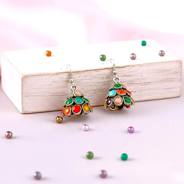 Vivid__Alloy_Multicolor_Stone_Oxidised_Jhumka_Earrings_?_Boho_Festive_Charm