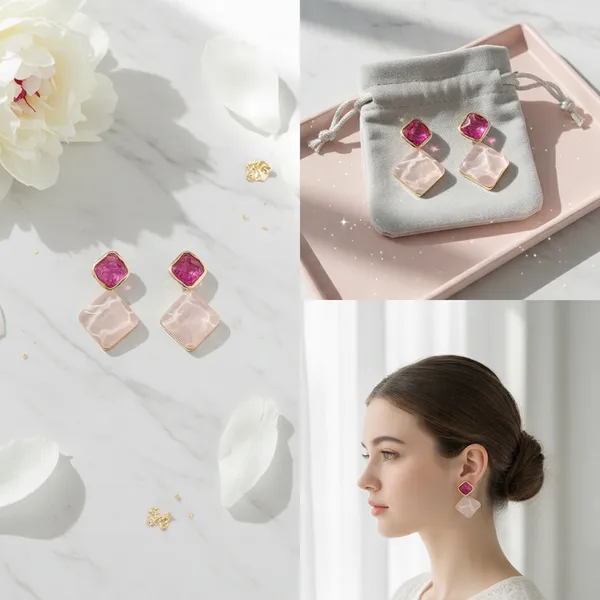 Pink_Alloy_Mist_Quartz_Duo_Studs_For_Women