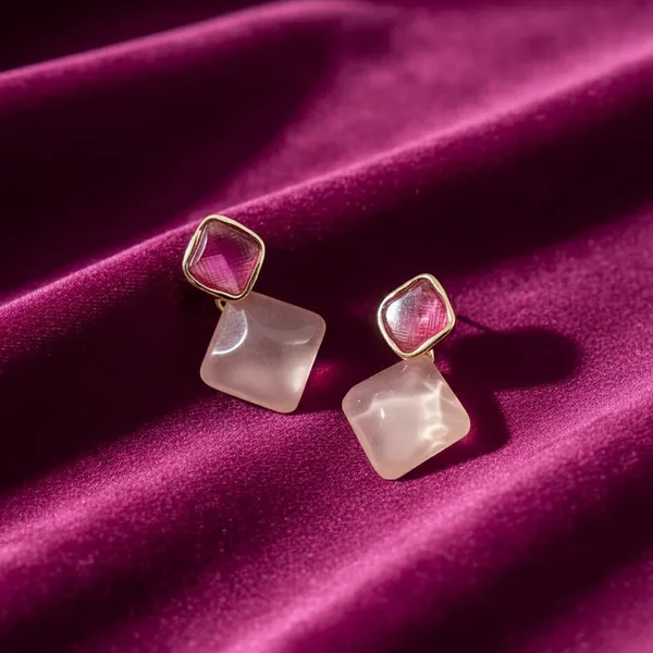 Pink_Alloy_Mist_Quartz_Duo_Studs_For_Women