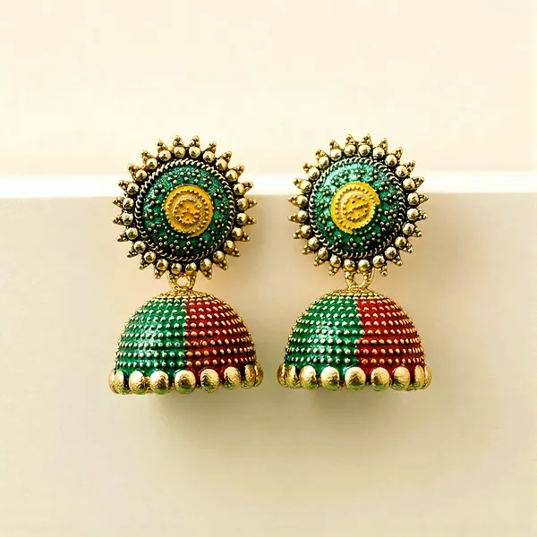 Multicolour_Alloy_Vibrant_Meenakari_Sunburst_Jhumka_Earrings_?_Festive_Multicolor_Statement_For_Women