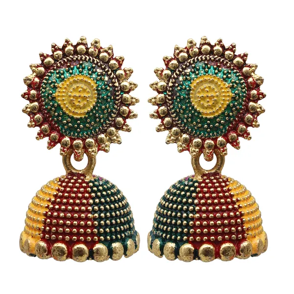 Multicolour_Alloy_Vibrant_Meenakari_Sunburst_Jhumka_Earrings_?_Festive_Multicolor_Statement_For_Women