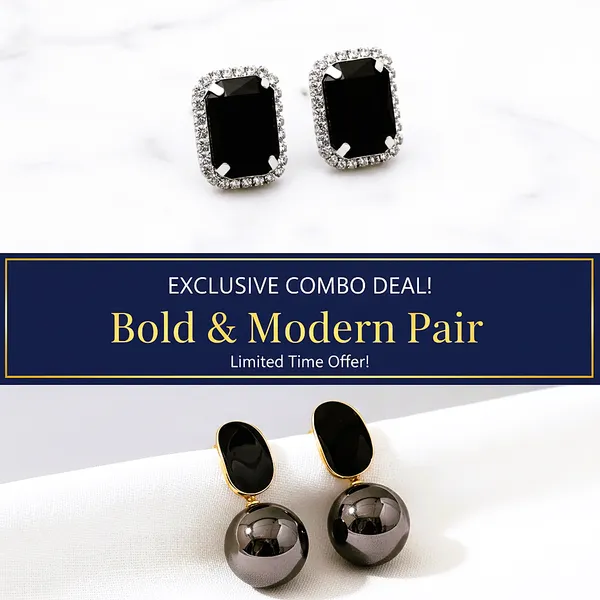 Combo_(Set_of_2)_Bold_Black_Crystal_Stud_&_Sphere_Drop_Earrings