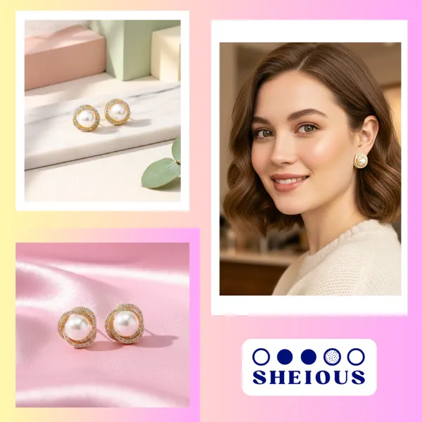 Combo_(Set_of_2)_Elegant_Pearl_Stud_&_Floral_Black_Gold_Earrings
