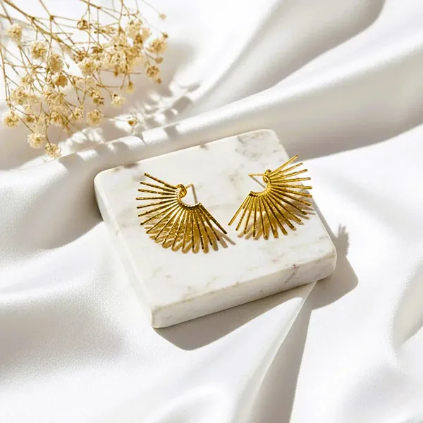 Combo_(Set_of_2)_Elegant_Pearl_Stud_&_Gold_Fan_Statement_Earrings