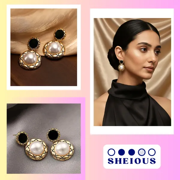 Combo_(Set_of_2)_Elegant_Pearl_Stud_&_Gold_Fan_Statement_Earrings