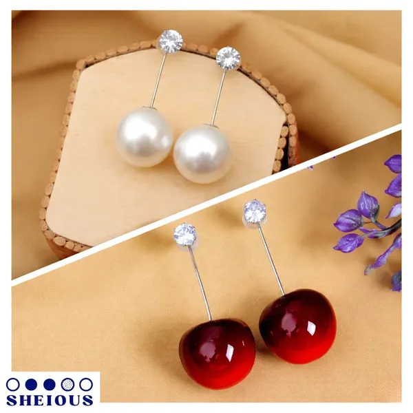 Combo_(Set_of_2)_Elegant_Pearl_&_Cherry_Drop_Statement_Earrings