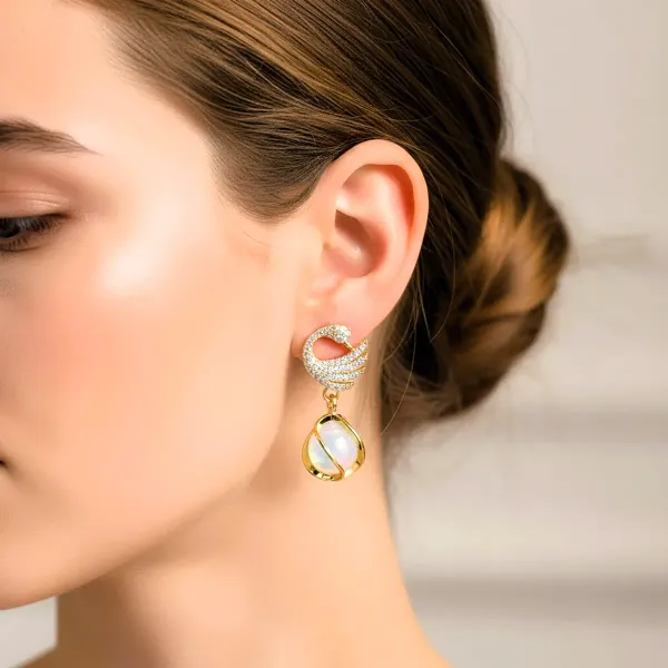 Combo_(Set_of_2)_Elegant_Swan_Gold_Drop_&_Black_Crystal_Stud_Earrings
