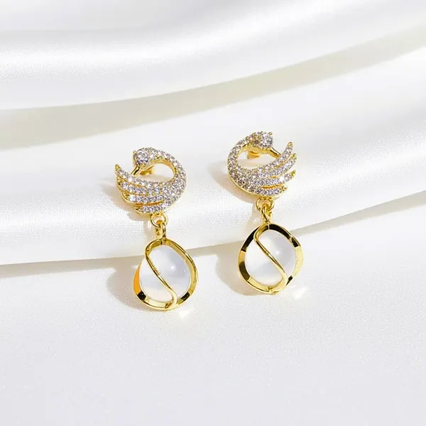 Combo_(Set_of_2)_Elegant_Swan_Gold_Drop_&_Black_Crystal_Stud_Earrings