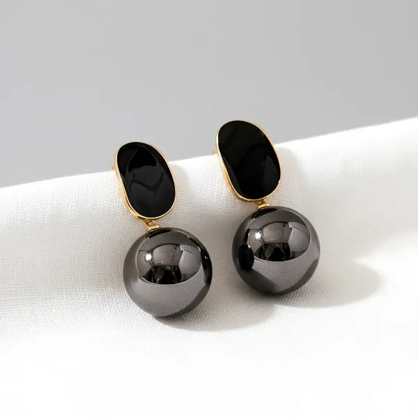 Combo_(Set_of_2)_Purple_Crystal_Stud_&_Black_Sphere_Drop_Earrings