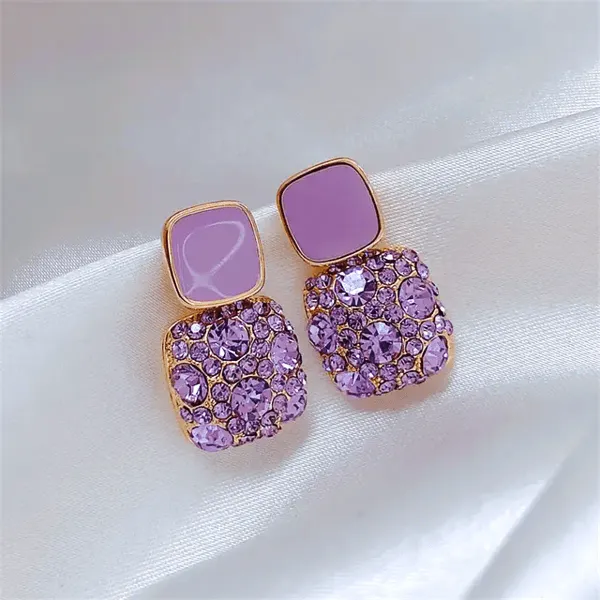 Combo_(Set_of_2)_Purple_Crystal_Stud_&_Black_Sphere_Drop_Earrings