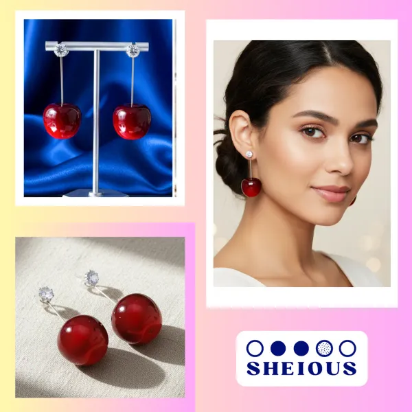 Combo_(Set_of_2)_Red_Cherry_Drop_&_Black_Glam_Statement_Earrings
