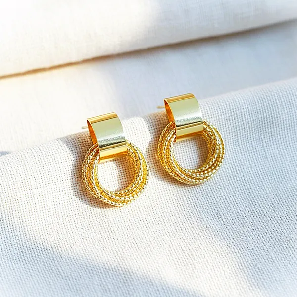 Gold_Textured_Loop_Studs_For_Women