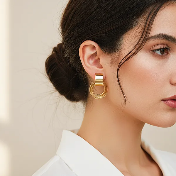 Gold_Textured_Loop_Studs_For_Women