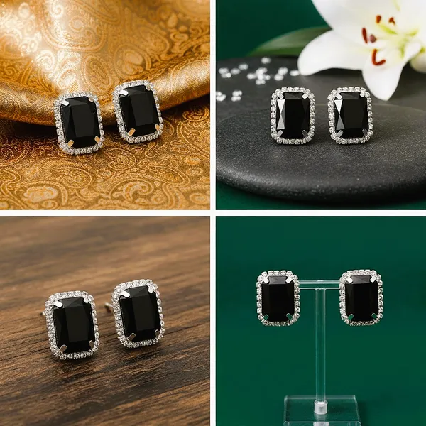 Black__Alloy_Elegant_Ethnic_Net_Dangle_Earrings_?_Sophisticated_Statement_For_Any_Occasion_For_Women