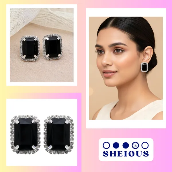 Black__Alloy_Elegant_Ethnic_Net_Dangle_Earrings_?_Sophisticated_Statement_For_Any_Occasion_For_Women
