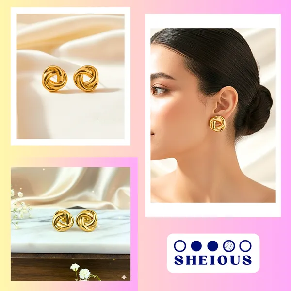 Golden_Twisted_Knot_Studs