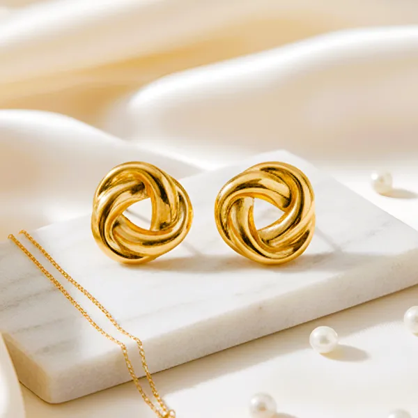 Golden_Twisted_Knot_Studs